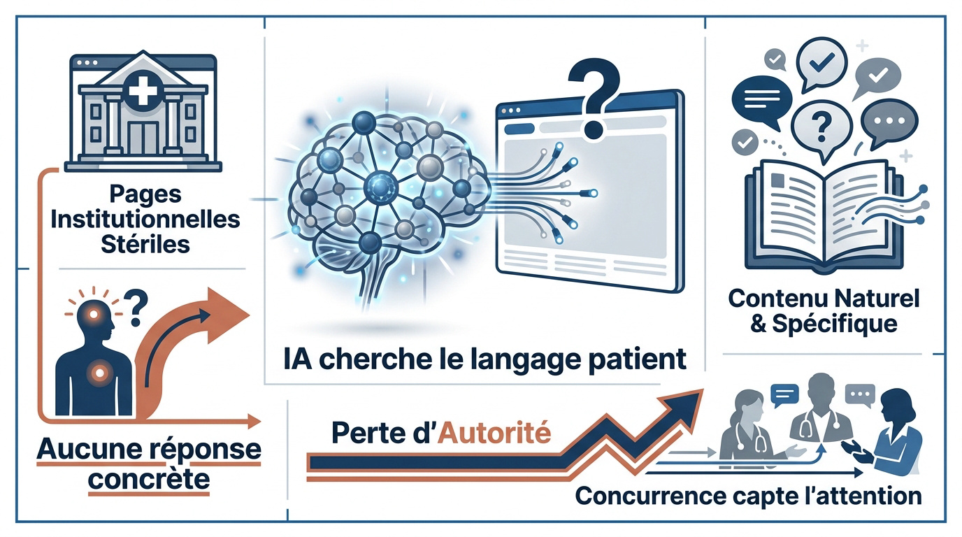 Citation générique vs autorité clinique identifiable — comment l'IA arbitre entre invisibilité et recommandation